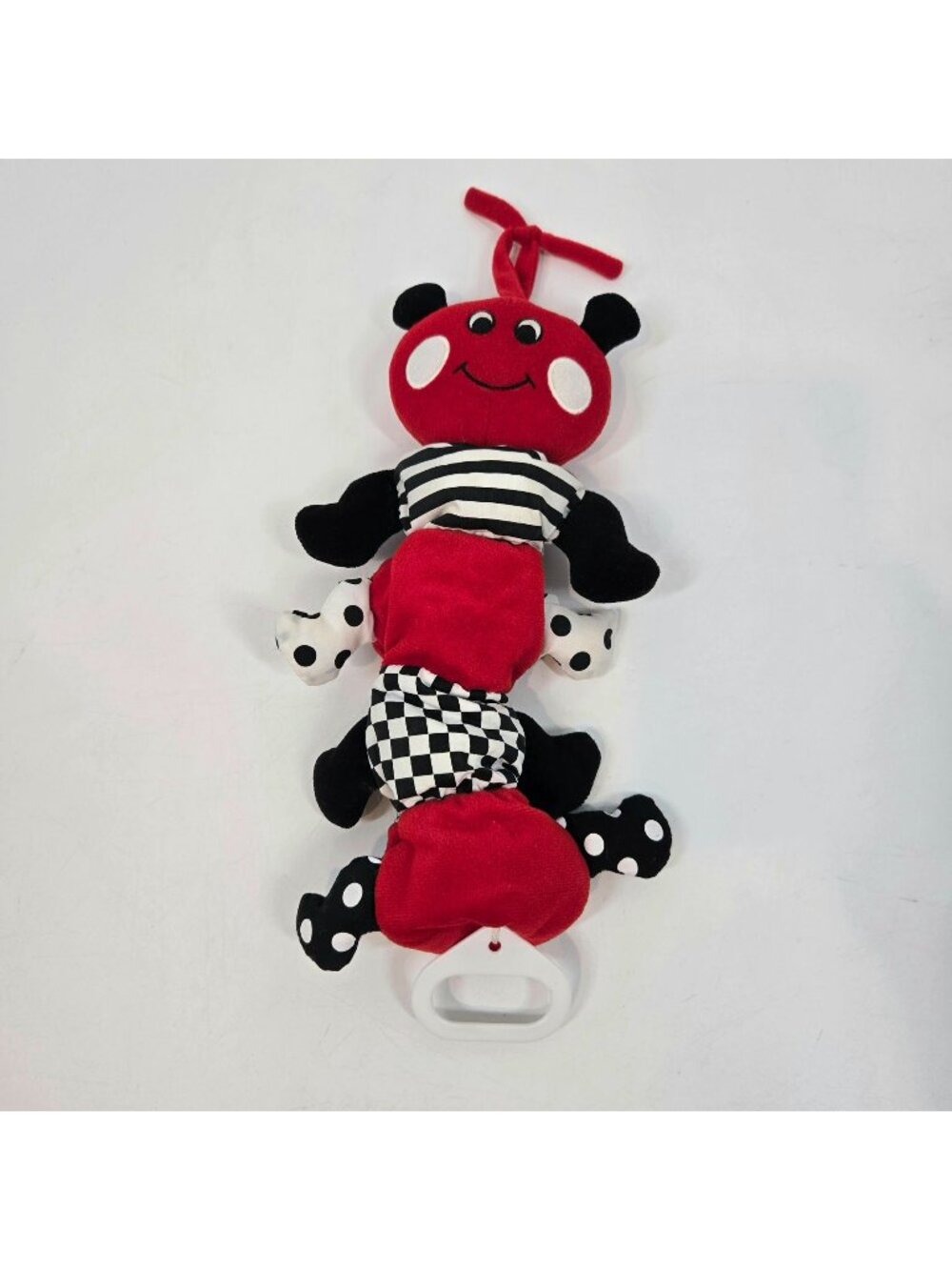 Vintage Kids II Caterpillar Musical Crib Pull Toy Red Black & White Bug Plush